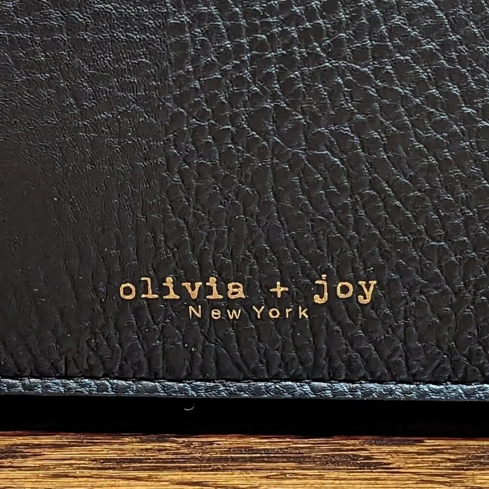 Olivia & Joy NY cream and black magnetic flap shoulder bag